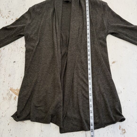 Express Large Sweater Open Front Cardigan Gray Green Shawl Long Sleeve Ruching - Picture 9 of 10